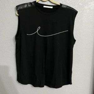 By Egreis Black Signature Tank Top Leather Patch Shirt Size XL